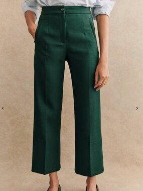 Sezane Martin Crop Trousers Wool Green Size 2